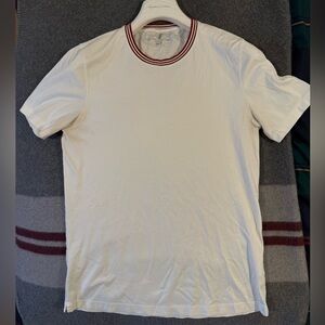 Brunello Cucinelli White Tee with Red Accents